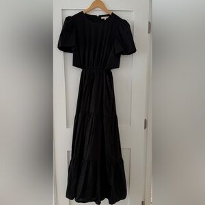 WAYF Plaza Cut Out Tiered Maxi Dress in Black Size S